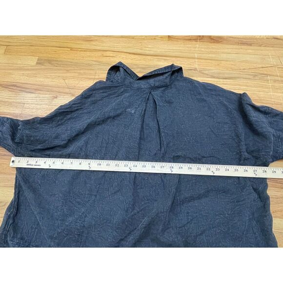 Free People Women's XS Black Shirt Semi-Sheer Button-Up Handkerchief-Hem Boho - Picture 8 of 11